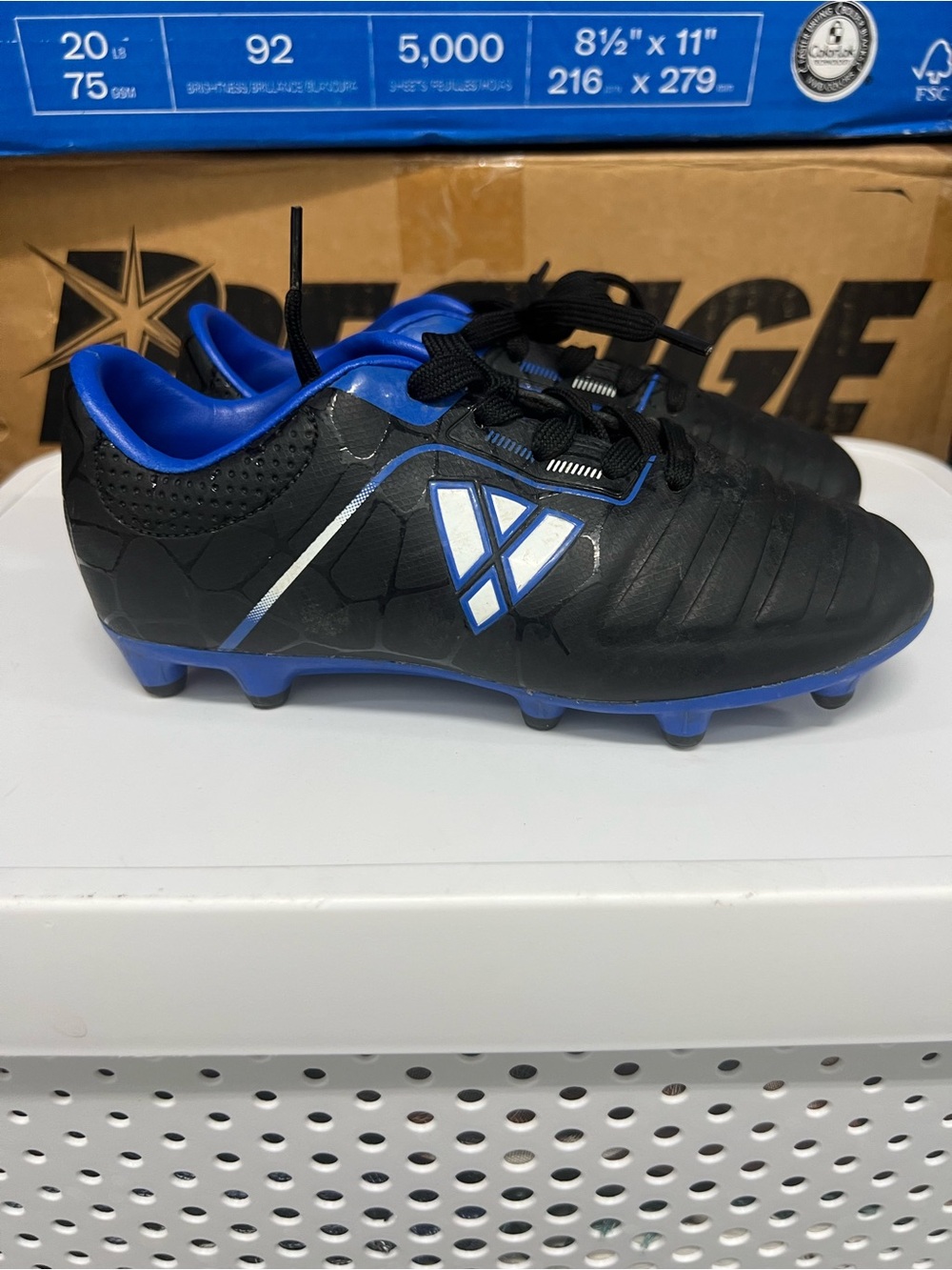 Kids Black and Blue Soccer Cleats